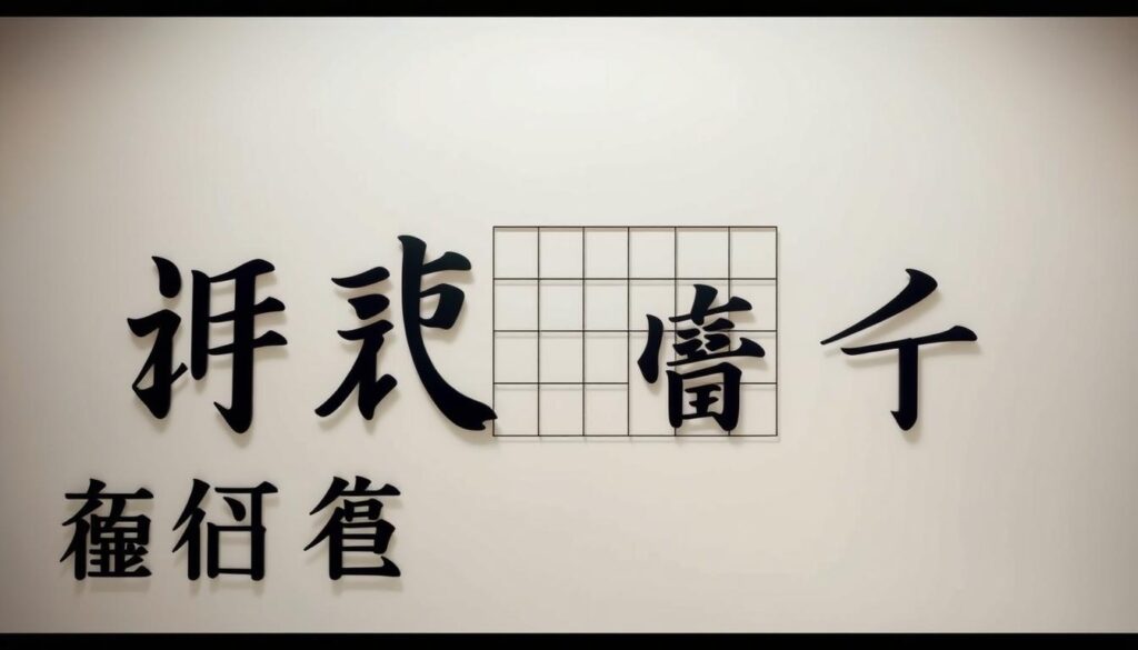 A captivating editorial design composition showcasing the artistry of typography and layout. The foreground features an array of Japanese-inspired characters elegantly arranged, their strokes and serifs harmoniously balanced. In the middle ground, a grid-like structure of bold lines and subtle shapes creates a dynamic visual rhythm, guiding the viewer's eye. The background gently fades into a soft, neutral tone, allowing the typographic elements to take center stage. Careful lighting casts subtle shadows, accentuating the dimensional aspects of the design. The overall atmosphere conveys a sense of refined sophistication, reflecting the attention to detail and creative mastery inherent in the craft of editorial design.