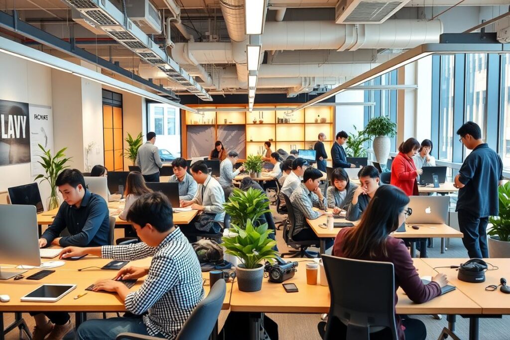 テック企業のモダンなオフィス環境 テック企業のモダンなオフィス環境