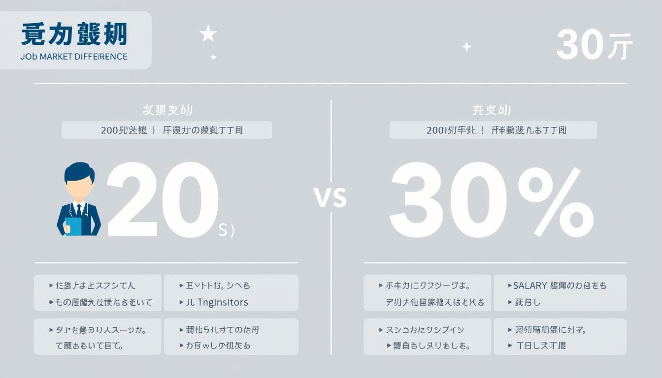 20代と30代の転職市場の違いを表す比較図
