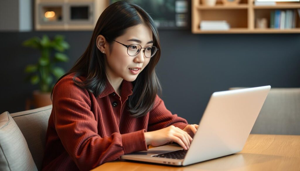 20代前半の若手社会人がノートパソコンで転職サイトを閲覧している様子