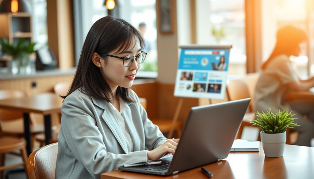 20代女性が転職サイトを閲覧している様子