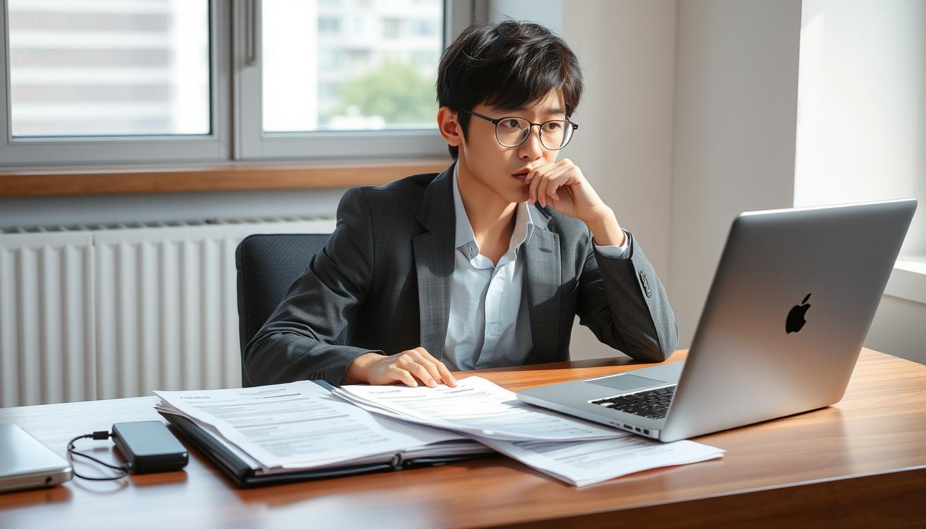 20歳で転職を考える若者が悩んでいる様子