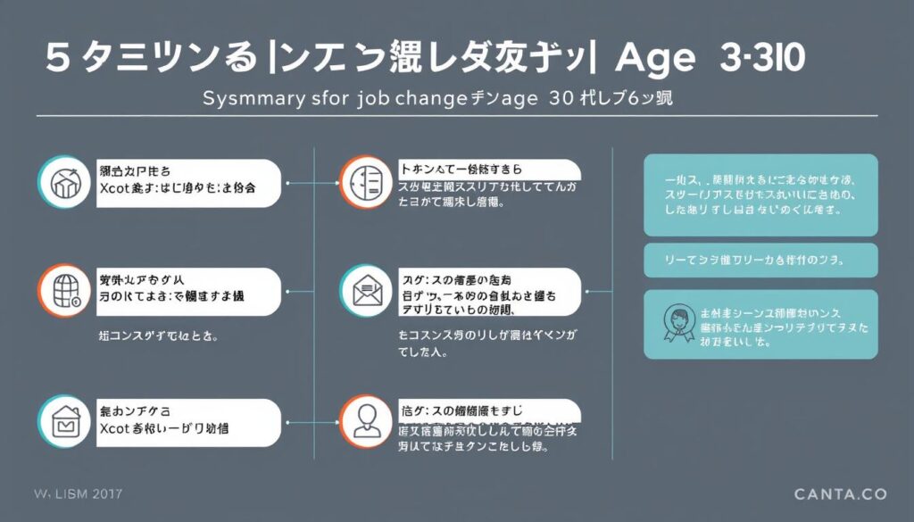 30歳の転職成功のための5つのポイントを示す図 30歳の転職成功のための5つのポイントを示す図