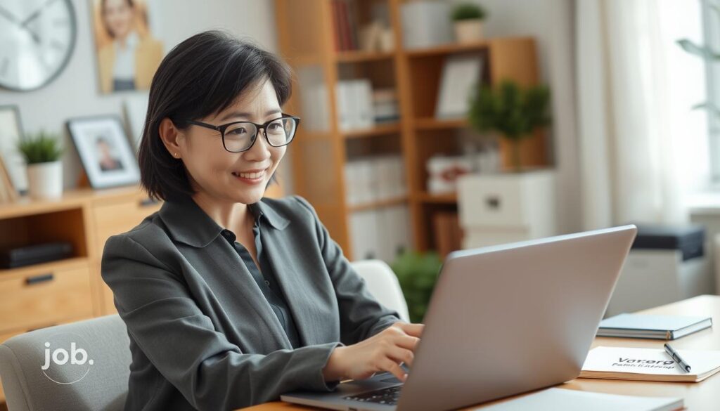 40代女性が転職サイトを確認している様子