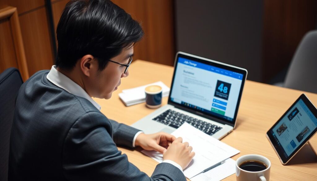 40歳の転職サイトを活用して職務経歴書を作成する様子 40歳の転職サイトを活用して職務経歴書を作成する様子