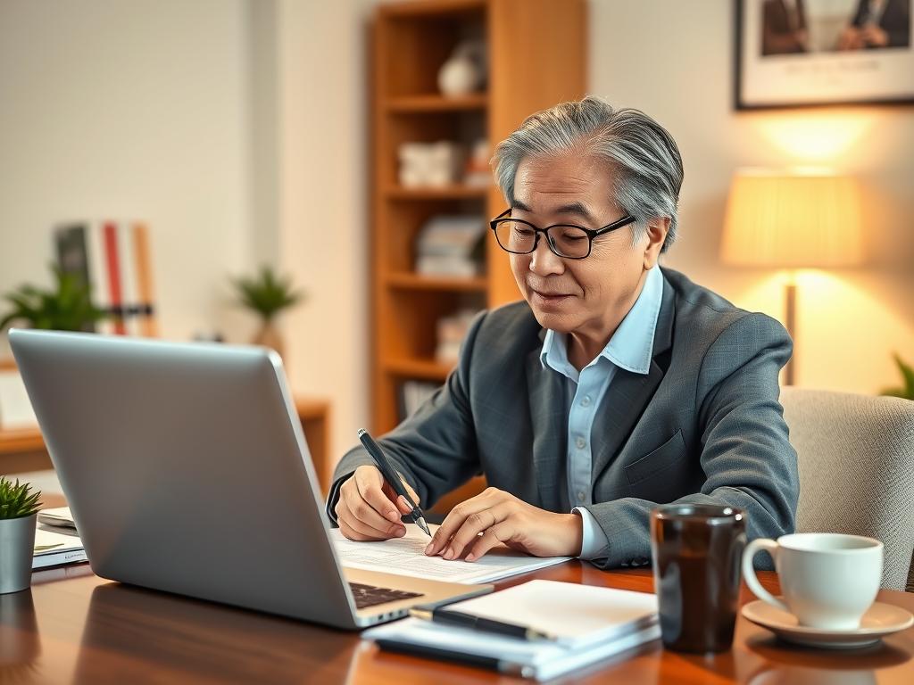 50歳の転職者が自己PRを作成している様子