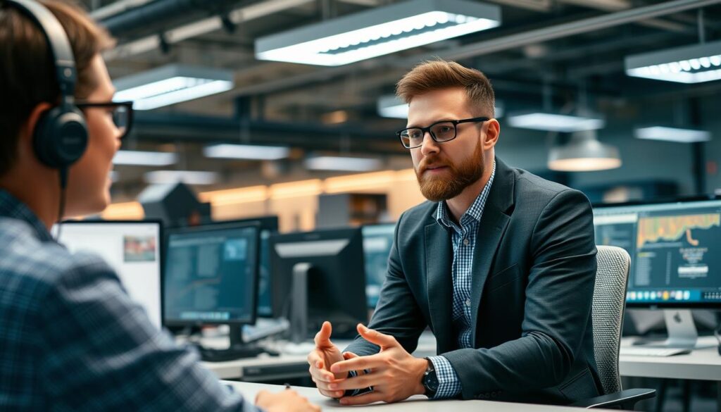 IT企業のオフィス環境での面接シーン