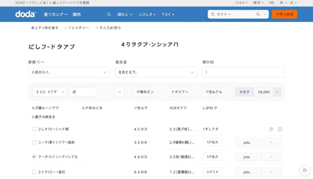 dodaのウェブサイトと40代向け求人検索画面