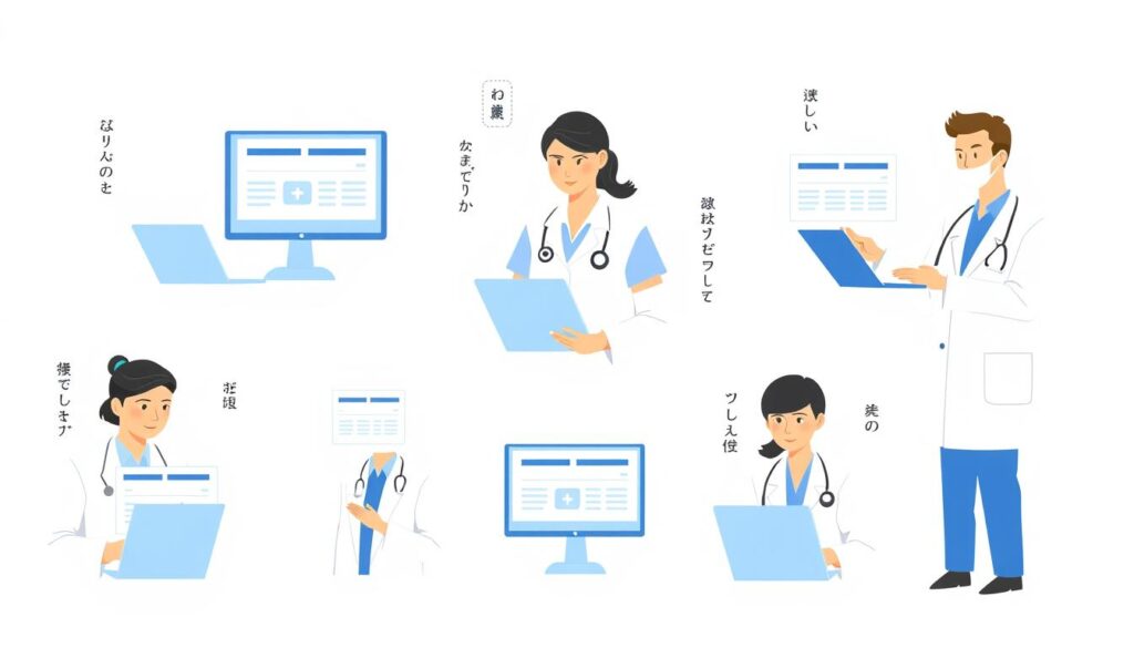 さまざまな職種の人々が転職サイトを利用している様子