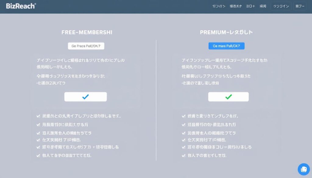 ビズリーチの無料会員と有料会員の違いを示す画面