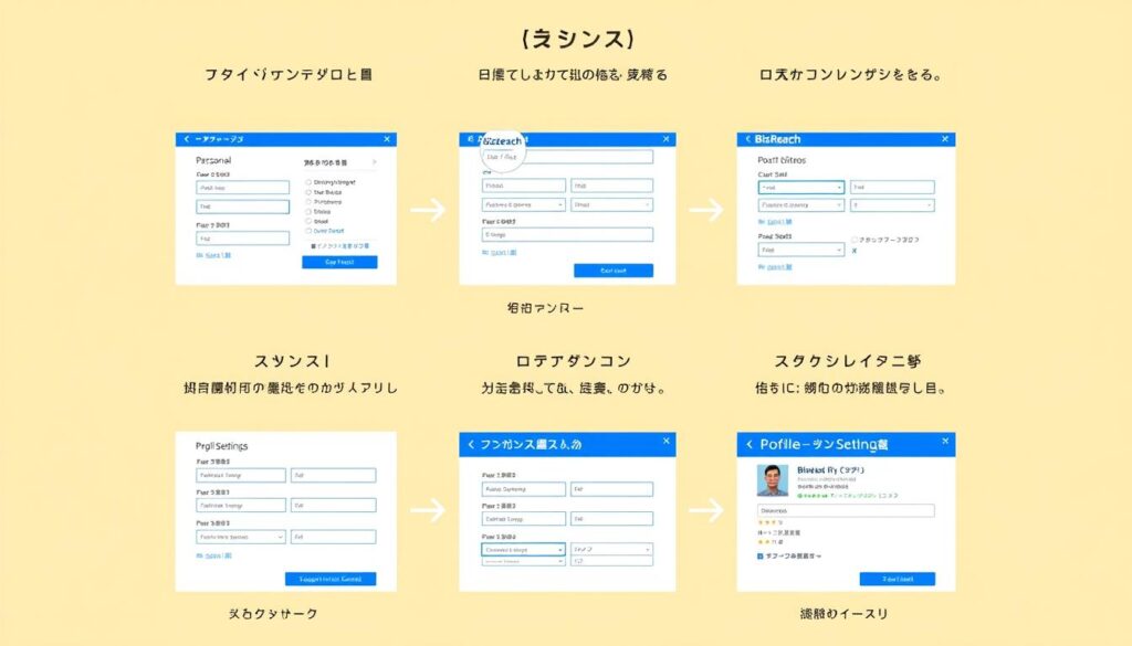 ビズリーチの登録画面のステップバイステップガイド