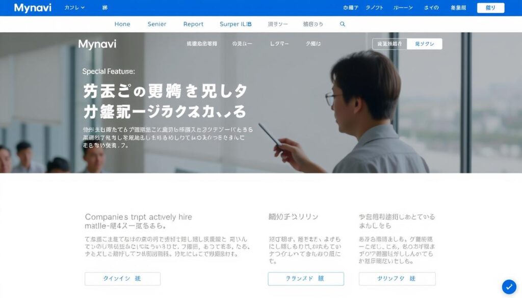 マイナビミドルシニアのウェブサイトと40代向け特集ページ