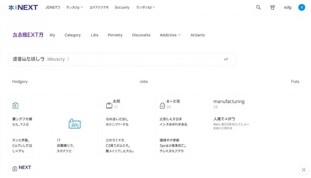 リクナビＮＥＸＴの業界別求人検索画面