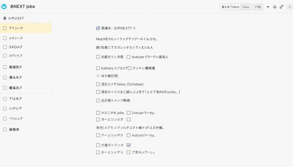 リクナビＮＥＸＴの求人検索条件設定画面