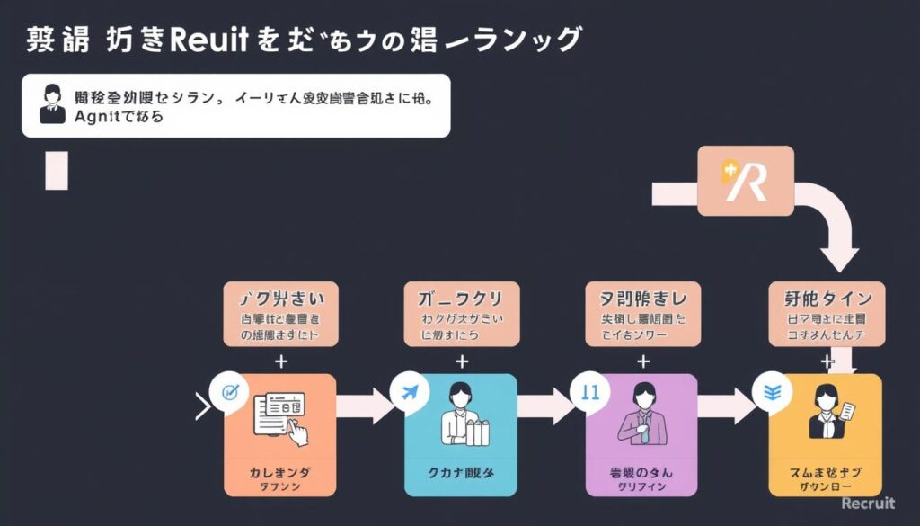 リクルートエージェント 転職サイトの利用の流れを示す図