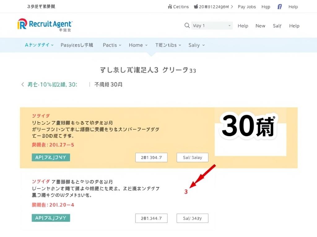 リクルートエージェントのサービス画面と30代向け求人の例 リクルートエージェントのサービス画面と30代向け求人の例
