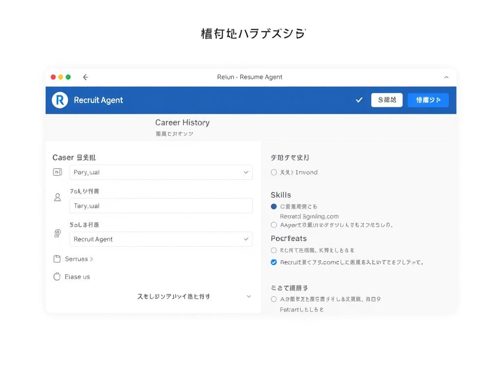 リクルートエージェントの職務経歴書エディター画面