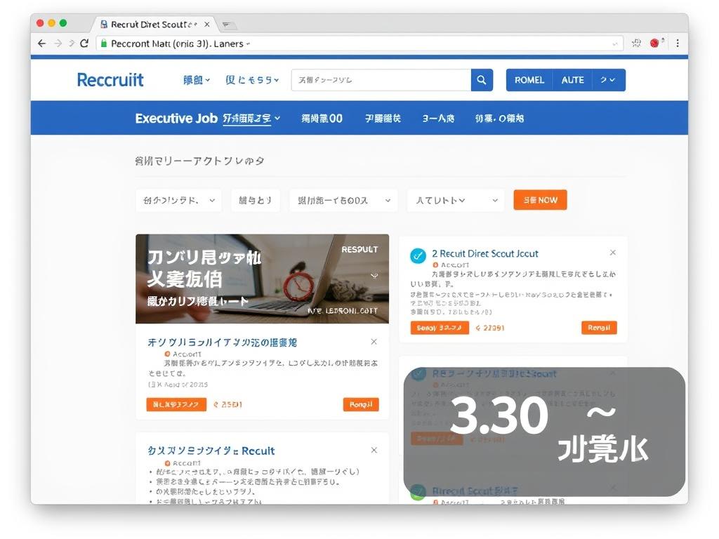 リクルートダイレクトスカウトのサービス画面と30代向けハイクラス求人の例 リクルートダイレクトスカウトのサービス画面と30代向けハイクラス求人の例