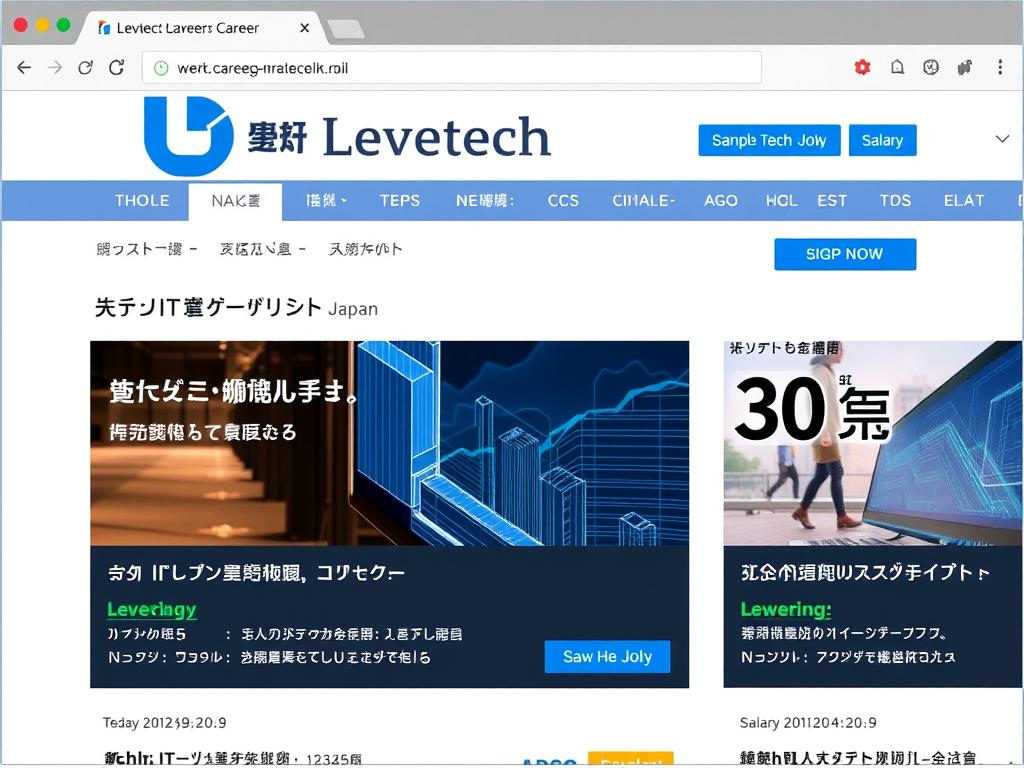 レバテックキャリアのサービス画面とIT業界の30代向け求人の例 レバテックキャリアのサービス画面とIT業界の30代向け求人の例