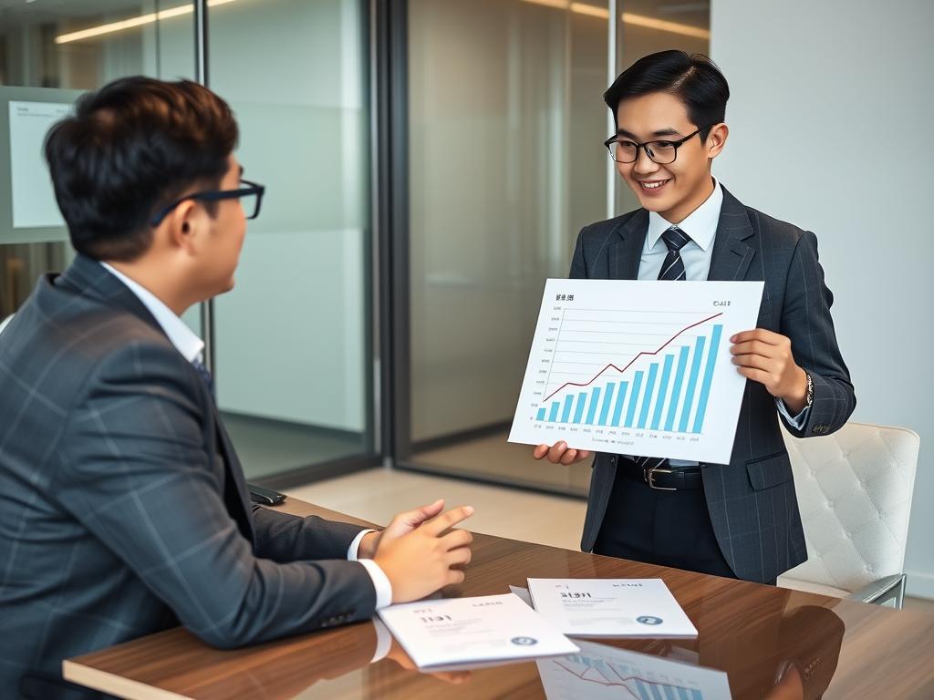 営業職の転職面接でスキルと経験をアピールする様子