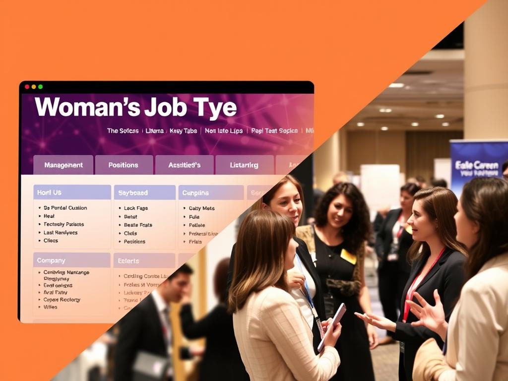 女の転職typeのウェブサイト画面と転職イベントの様子