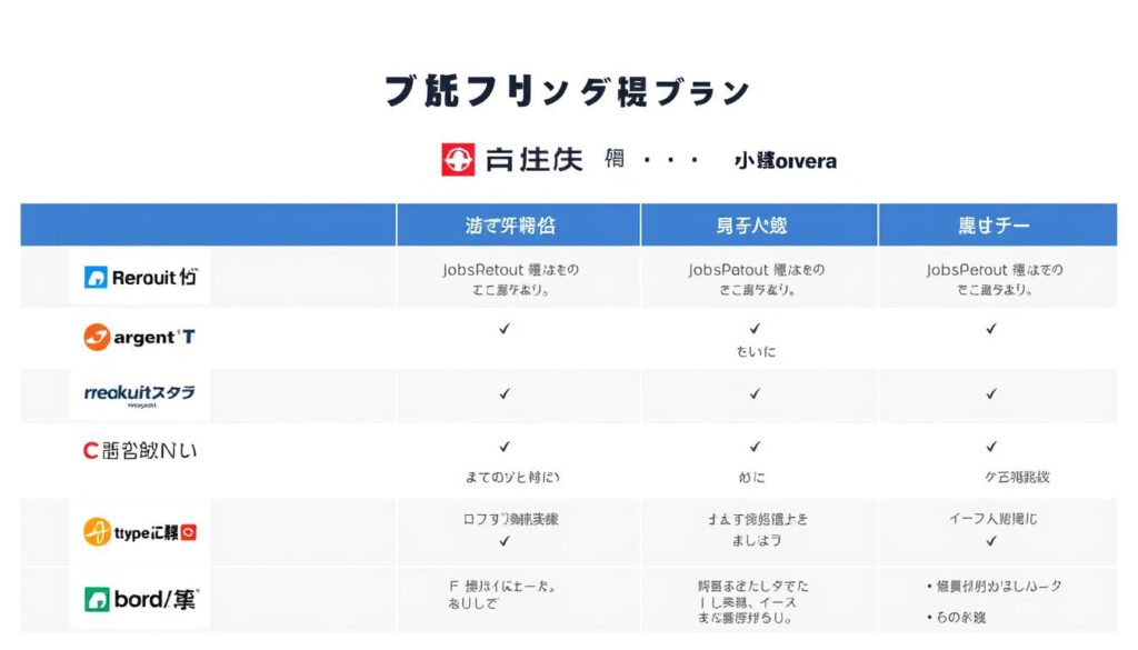 様々な転職エージェントのロゴと特徴を比較している画像