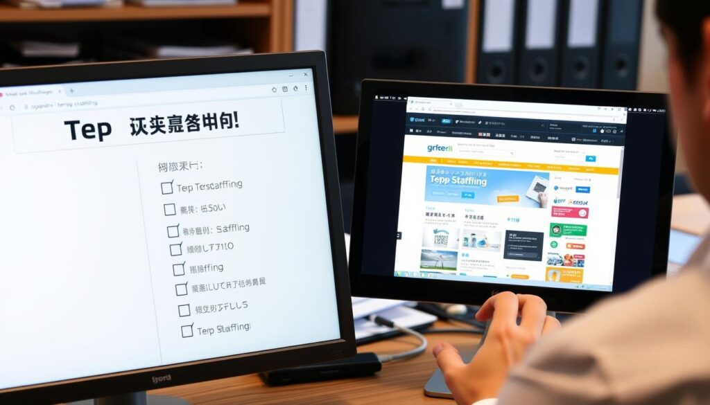 派遣求人サイトを比較検討している様子