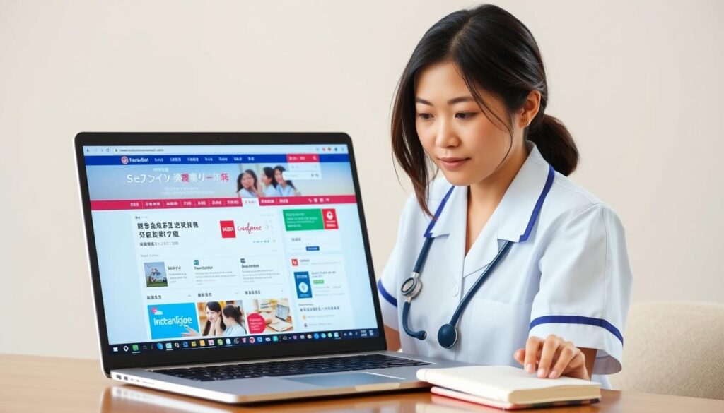 看護師向け転職サイトを利用する女性 看護師向け転職サイトを利用する女性