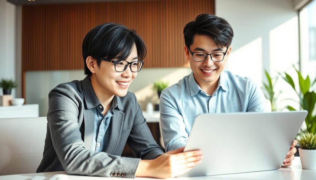 第二新卒の若手社会人が転職サイトを利用してキャリア相談をしている様子