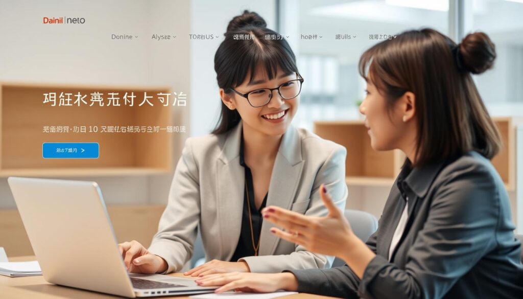 第二新卒エージェントneoのウェブサイト画面と、キャリアアドバイザーが若手求職者と面談している様子