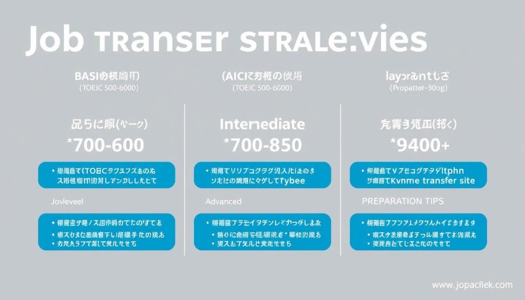 英語力レベル別の外資系転職戦略を示す図