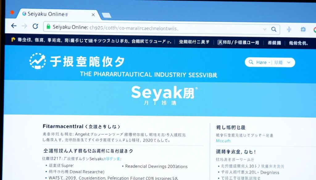 製薬オンラインのウェブサイト画面