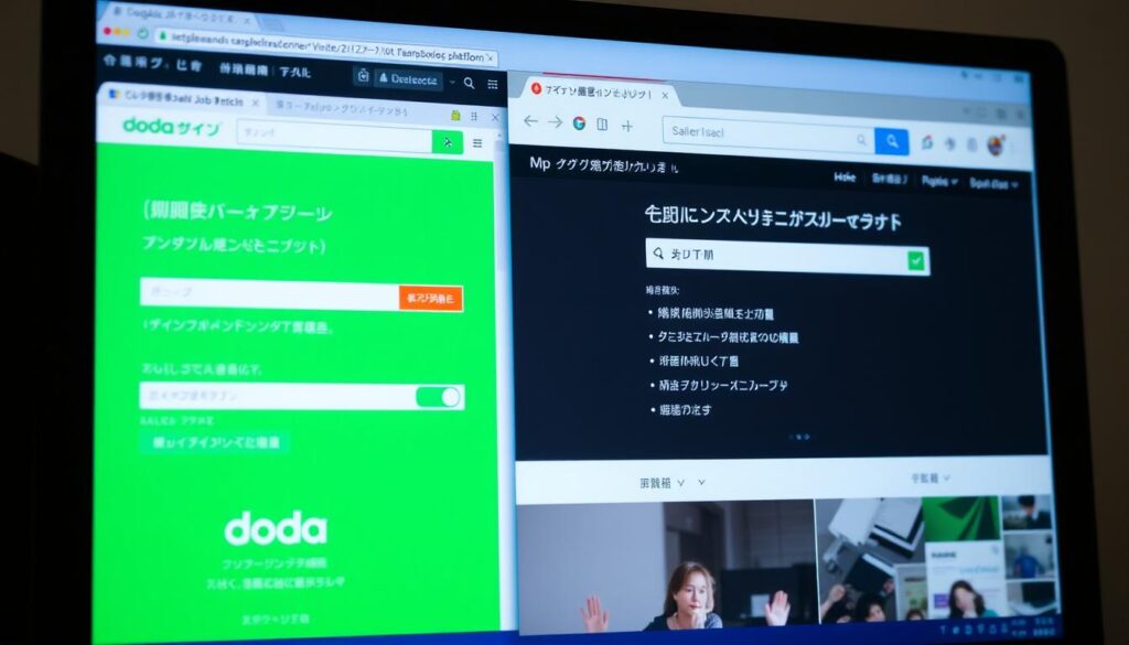 複数の転職サイトを比較している様子