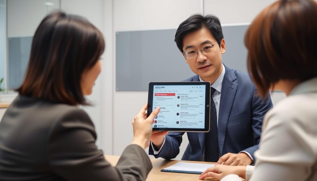 転職エージェントが非公開求人を求職者に紹介している様子