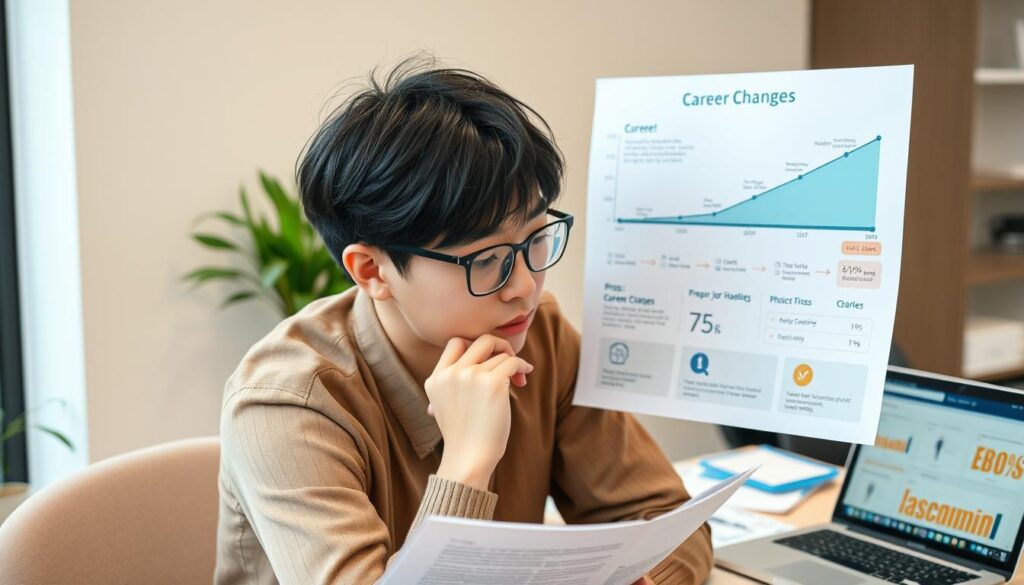 転職回数とキャリアの関係を考える若者 転職回数とキャリアの関係を考える若者